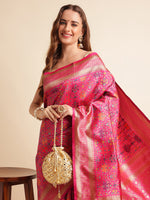 Load image into Gallery viewer, Pink Color Soft Patola Silk Saree With Zari Weaving Work (Jackson-Pink-sd_atm)