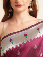 Load image into Gallery viewer, Pure Kanchipuram Pethani Silk With Unstiched Blouse By Shiv Enterprise (New Year-Wine-sd_atm)