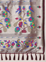 Load image into Gallery viewer, Pure Kanchipuram Pethani Silk With Unstiched Blouse By Shiv Enterprise (New Year-Wine-sd_atm)