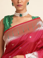 Load image into Gallery viewer, Pure Soft Kanchivram Pethani Silk Saree With Heavy Mina Weaving Zari Pallu With Beautiful Tasselsl With Unstiched Blouse By Shiv Enterprise (Pethani-Red-sd_atm)