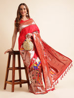 Load image into Gallery viewer, Red Color Kanchipuram Paithani Saree With Trending Zari Weaving Work (Royal Casino-Red-sd_at)