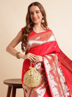 Load image into Gallery viewer, Red Color Kanchipuram Paithani Saree With Trending Zari Weaving Work (Royal Casino-Red-sd_at)