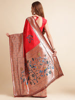 Load image into Gallery viewer, Gajri Color Kanchipuram Paithani Saree With Trending Zari Weaving Work (Six Lane-Gajri-sd_at)