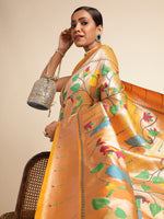 Load image into Gallery viewer, Yellow Color Kanchipuram Paithani Saree With Trending Zari Weaving Work (Pamela-Yellow-sd_at)