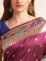 Load image into Gallery viewer, Purple Color Silk Cotton Paithani Saree With Zari Weaving Work (Balika-purple-sd)