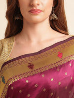 Load image into Gallery viewer, Wine Color Banarasi Paithani Saree With Trending Zari Weaving Work (BMW-Wine-sd_at)
