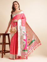 Load image into Gallery viewer, Gajri Color Banarasi Paithani Saree With Trending Zari Weaving Work (Radha Krishna-Gajri-sd_at)