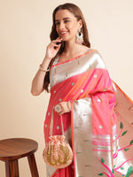 Load image into Gallery viewer, Gajri Color Banarasi Paithani Saree With Trending Zari Weaving Work (Radha Krishna-Gajri-sd_at)