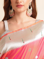 Load image into Gallery viewer, Gajri Color Banarasi Paithani Saree With Trending Zari Weaving Work (Radha Krishna-Gajri-sd_at)