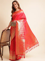 Load image into Gallery viewer, Gajri Color Banarasi Soft Silk Handloom Weaving Silk Saree (Tulsi-2-Gajri-sd_at)