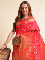 Load image into Gallery viewer, Gajri Color Banarasi Soft Silk Handloom Weaving Silk Saree (Tulsi-2-Gajri-sd_at)