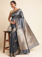Load image into Gallery viewer, Grey Color Soft Kanchivram Pethani Silk (Utsav-Grey-sd_at)