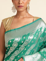 Load image into Gallery viewer, Green Color Banarasi Silk Saree(Laher-Green-sd_at)