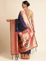 Load image into Gallery viewer, Blue Color Soft Silk Banarasi Lichi Saree (Umbrella_Paithani-Blue-sd_at)