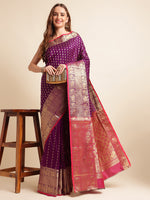 Load image into Gallery viewer, Wine Color Banarasi Silk Saree With Zari Weaving Work (Bullet-Wine-sd_at)