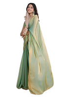 Load image into Gallery viewer, MAGNITE Women's Soft Fandy Cruch Chiffon Saree With Hand Work Lace Boarder & Comes With Unstitched Blouse Piece