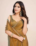 Load image into Gallery viewer, MAGNITE Women's Soft Fandy Cruch Chiffon Saree With Hand Work Lace Boarder & Comes With Unstitched Blouse Piece