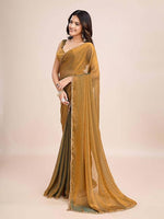 Load image into Gallery viewer, MAGNITE Women's Soft Fandy Cruch Chiffon Saree With Hand Work Lace Boarder & Comes With Unstitched Blouse Piece