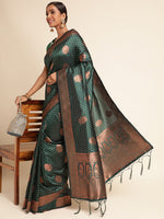 Load image into Gallery viewer, Green Color Banarasi Lichi Silk Saree (Avatar-Green-sd_at)
