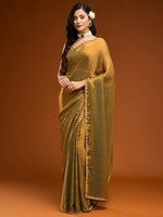 Load image into Gallery viewer, MAGNITE Women's Soft Fandy Cruch Chiffon Saree With Hand Work Lace Boarder & Comes With Unstitched Blouse Piece