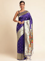 Load image into Gallery viewer, Blue Color Banarasi Lichi Soft Silk Weaving With Gold Jari Butti ( Raadhya-Blue-sd_at)