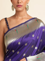 Load image into Gallery viewer, Blue Color Banarasi Lichi Soft Silk Weaving With Gold Jari Butti ( Raadhya-Blue-sd_at)