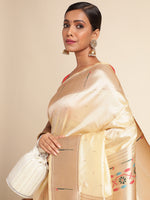 Load image into Gallery viewer, Off White Color Banarasi Lichi Soft Silk Weaving With Gold Jari Butti (Avishkar-Off White-sd_at)