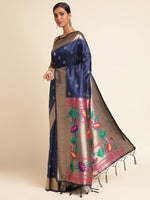 Load image into Gallery viewer, Blue Color Banarasi Lichi Soft Silk Weaving With Gold Jari Butti (Arpita-Blue-sd_at)