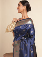 Load image into Gallery viewer, Blue Color Banarasi Lichi Soft Silk Weaving With Gold Jari Butti (Arpita-Blue-sd_at)