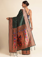 Load image into Gallery viewer, Green Color Banarasi Lichi Soft Silk Weaving With Gold Jari Butti (Star Paithani-Green-sd_at)