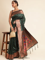 Load image into Gallery viewer, Green Color Banarasi Lichi Soft Silk Weaving With Gold Jari Butti (Star Paithani-Green-sd_at)