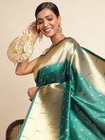 Load image into Gallery viewer, Green Color Banarasi Lichi Silk Saree (Tanvi-Green-sd_at)