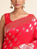 Load image into Gallery viewer, Gajri Color Banarasi Lichi Silk Saree (Mannat-Gajri-sd_at)