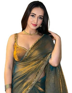 Load image into Gallery viewer, MAGNITE Women's Soft Fandy Cruch Chiffon Saree With Hand Work Lace Boarder & Comes With Unstitched Blouse Piece
