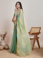 Load image into Gallery viewer, MAGNITE Women's Soft Fandy Cruch Chiffon Saree With Hand Work Lace Boarder & Comes With Unstitched Blouse Piece