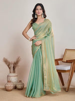 Load image into Gallery viewer, MAGNITE Women's Soft Fandy Cruch Chiffon Saree With Hand Work Lace Boarder & Comes With Unstitched Blouse Piece