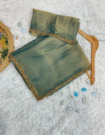 Load image into Gallery viewer, MAGNITE Women's Soft Fandy Cruch Chiffon Saree With Hand Work Lace Boarder & Comes With Unstitched Blouse Piece