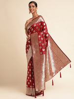 Load image into Gallery viewer, Maroon Color Banarasi Lichi Silk Saree (Bahurani-Maroon-sd_at)
