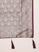 Load image into Gallery viewer, Wine Color Banarasi Lichi Silk Saree (Bahurani-Wine-sd_at)