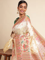 Load image into Gallery viewer, Off White Color Silk Weaving (Pashmina-Off White-sd_at)