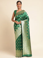 Load image into Gallery viewer, Green Color Banarasi Lichi Soft Silk Weaving With Gold Jari Butti (Anarkali-Green-sd_at)