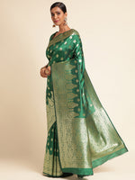 Load image into Gallery viewer, Green Color Banarasi Lichi Soft Silk Weaving With Gold Jari Butti (Anarkali-Green-sd_at)