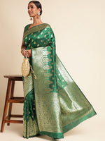 Load image into Gallery viewer, Green Color Banarasi Lichi Soft Silk Weaving With Gold Jari Butti (Anarkali-Green-sd_at)