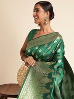 Load image into Gallery viewer, Green Color Banarasi Lichi Soft Silk Weaving With Gold Jari Butti (Anarkali-Green-sd_at)