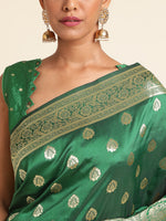 Load image into Gallery viewer, Green Color Banarasi Lichi Soft Silk Weaving With Gold Jari Butti (Anarkali-Green-sd_at)