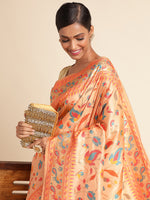 Load image into Gallery viewer, Peach Color Kanchipuram Lichi Silk Paithani Saree (Simran-Peach-sd_at)