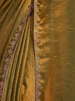 Load image into Gallery viewer, MAGNITE Women's Soft Fandy Cruch Chiffon Saree With Hand Work Lace Boarder & Comes With Unstitched Blouse Piece