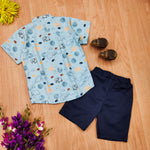 Load image into Gallery viewer, Adorable Elephant Print Shirt and Navy Shorts Set for Boy by MAGNITE(BB_25278)