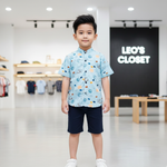Load image into Gallery viewer, Kids' Adorable Elephant Print Sky Blue Shirt for Boy by MAGNITE