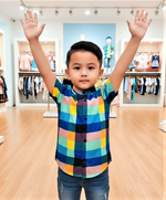 Load image into Gallery viewer, Kids' Rainbow Checks Party Shirt for Boy by MAGNITE